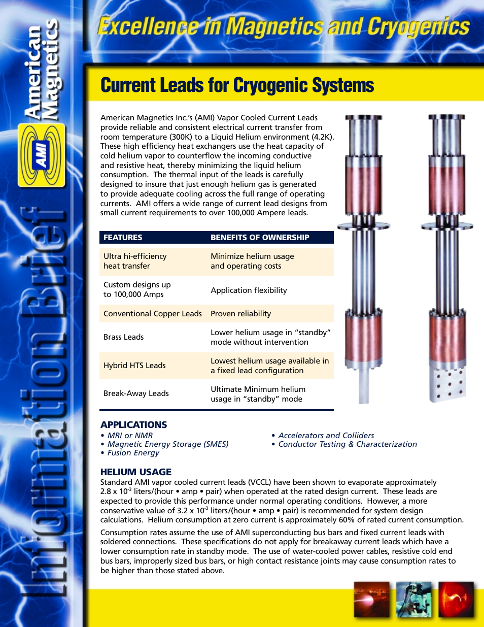 American Magnetics Current Leads for Cryogenic Systems Brochure User Manual | 8 pages