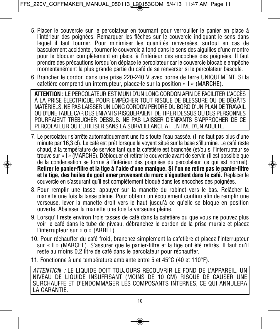 Focus Foodservice West Bend Commercial Stainless Steel Coffeemakers - [57000-220 Series] - Use & Care de User Manual | Page 11 / 36