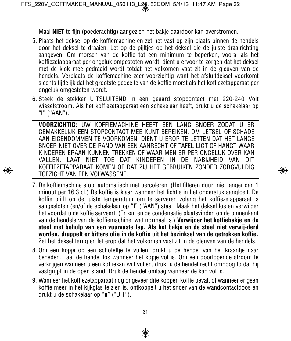Focus Foodservice West Bend Commercial Stainless Steel Coffeemakers - [57000-220 Series] - Use & Care de User Manual | Page 32 / 36
