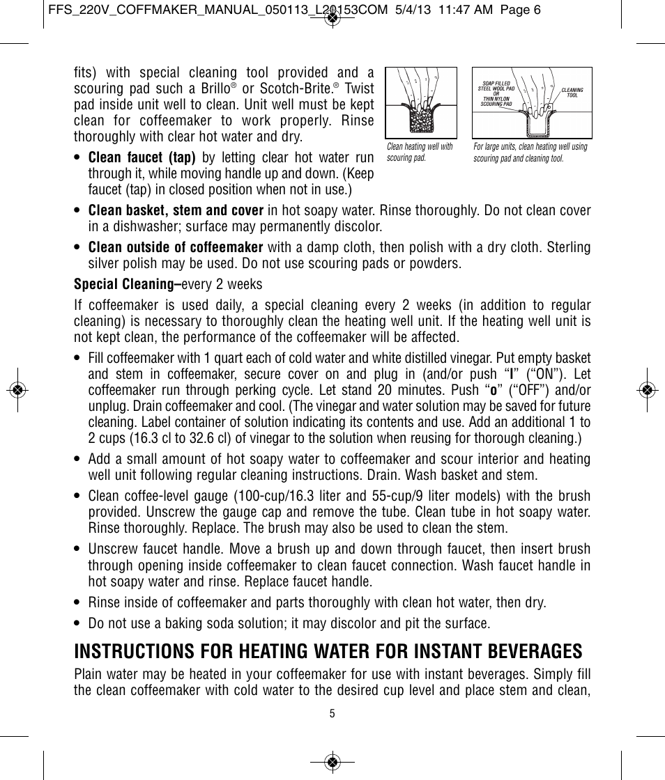 Focus Foodservice West Bend Commercial Stainless Steel Coffeemakers - [57000-220 Series] - Use & Care de User Manual | Page 6 / 36