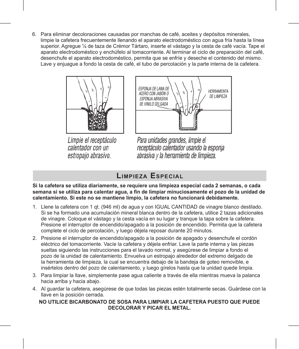 Focus Foodservice Regalware Food Service Aluminum and Black Satin-Finish Coffeemakers [58000R Series] - Use & Care es User Manual | Page 21 / 24