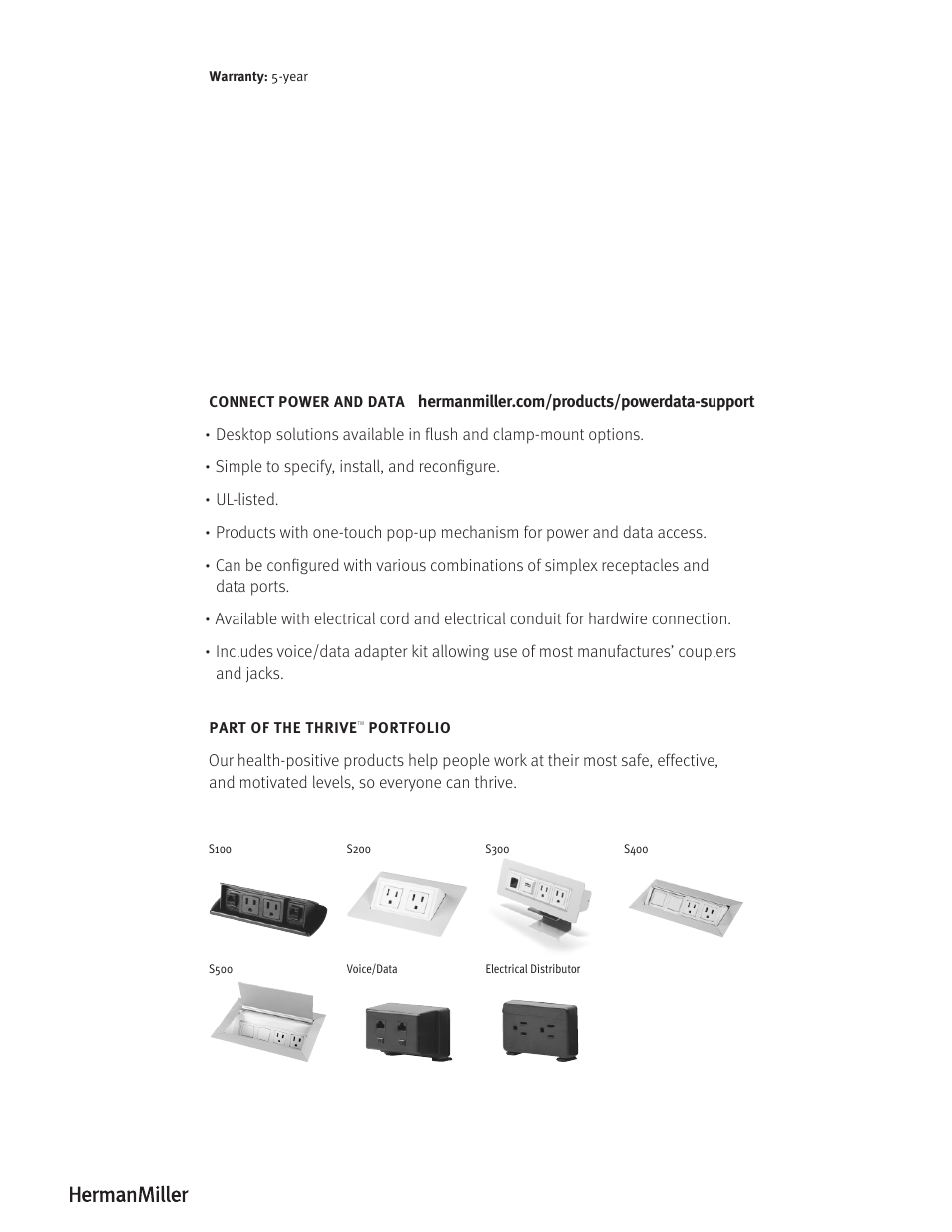 Herman Miller CONNECT POWER AND DATA - Product sheet User Manual | Page 2 / 2
