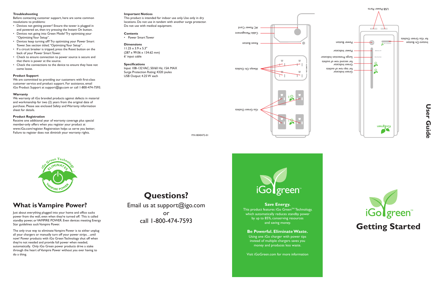 iGo pm000110004 Power Smart Tower User Manual | 2 pages