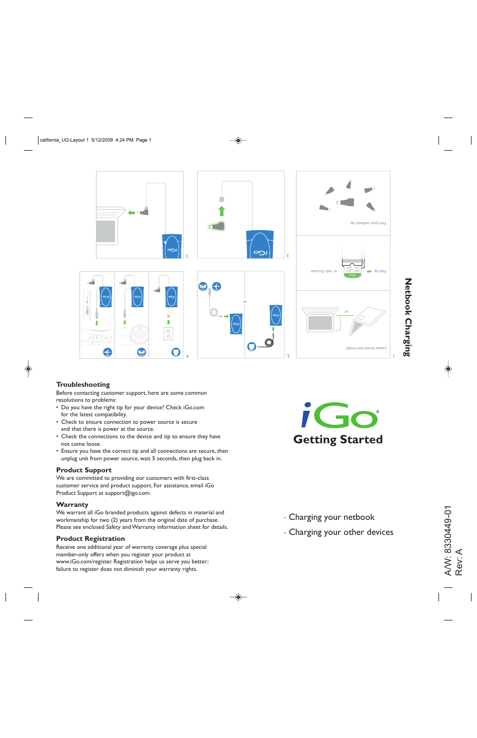 iGo ps001280004 Netbook Travel Charger for Wall and Car User Manual | 2 pages