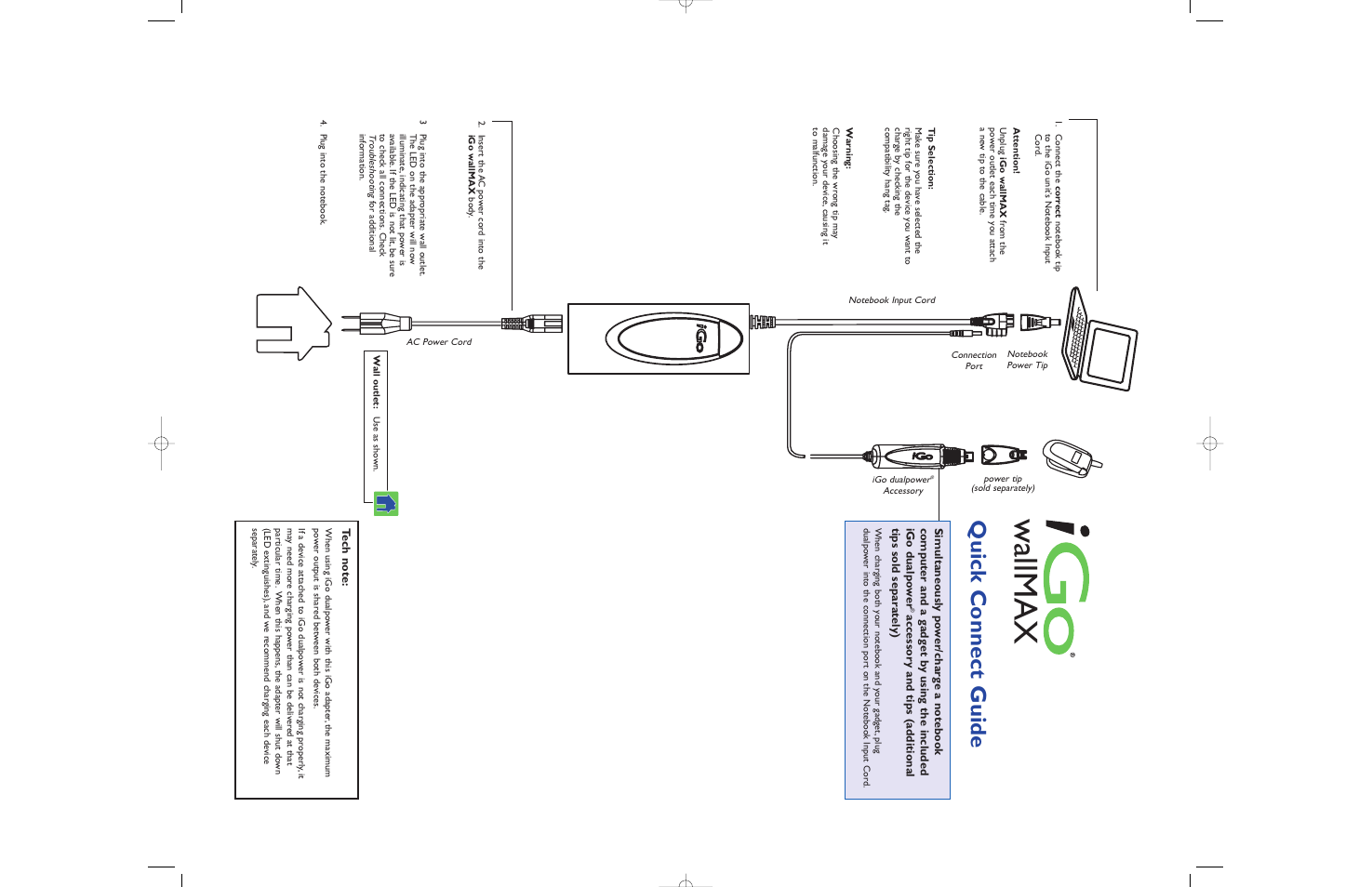 Wallmax, Quick connect guide | iGo ps001240012 WallMAX Laptop Charger User Manual | Page 2 / 2