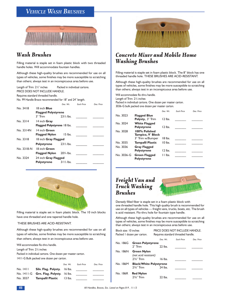 Concrete mixer and mobile home washing brushes, Freight van and truck washing brushes, Wash brushes | Ehicle, Rushes | Magnolia Brush Catalog User Manual | Page 46 / 56