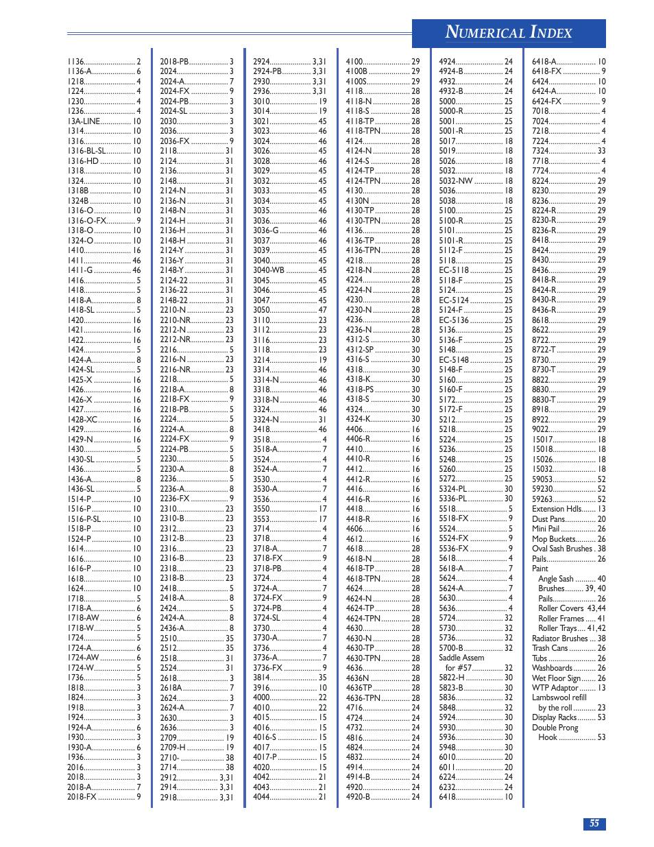 Umerical, Ndex | Magnolia Brush Catalog User Manual | Page 55 / 56