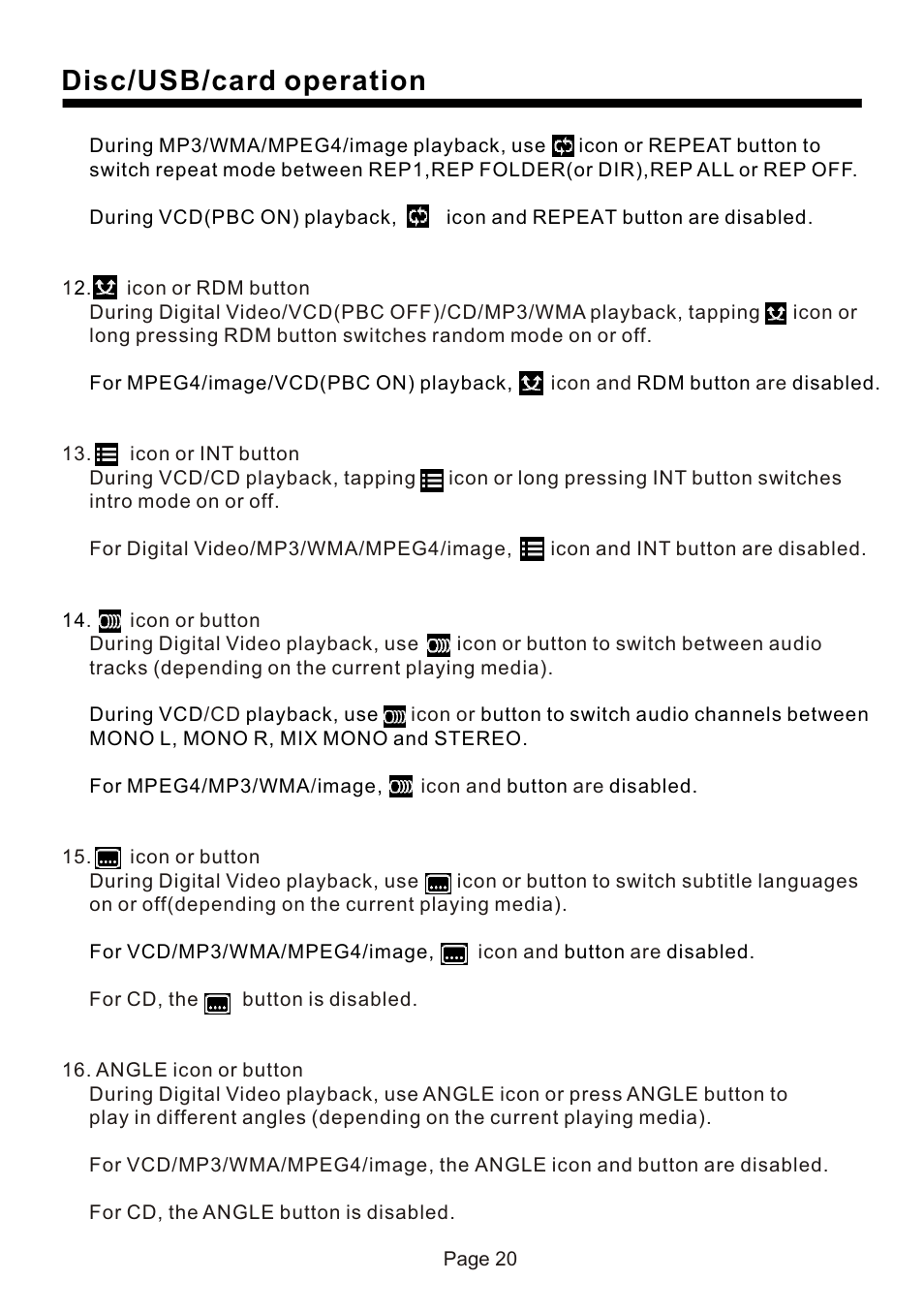 页 21, Disc/usb/card operation | Naxa NCD-730 User Manual | Page 21 / 31