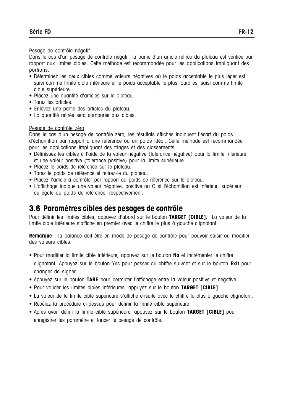 6 paramètres cibles des pesages de contrôle | Ohaus FD Series STAINLESS STEEL COMPACT SCALES Manual multi User Manual | Page 70 / 88