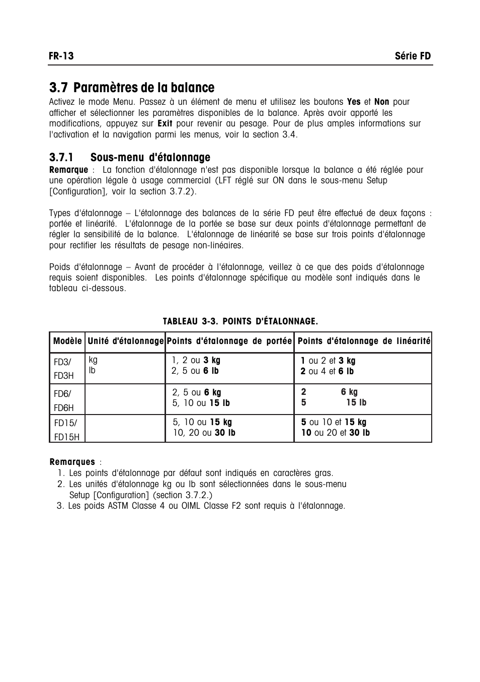 7 paramètres de la balance | Ohaus FD Series STAINLESS STEEL COMPACT SCALES Manual multi User Manual | Page 71 / 88