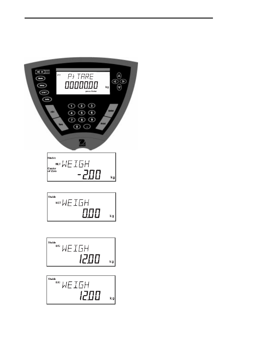 2 preset taring, Cd indicators 4.2.2 preset taring, Procedure | Ohaus CD-33 Indicator User Manual | Page 35 / 47