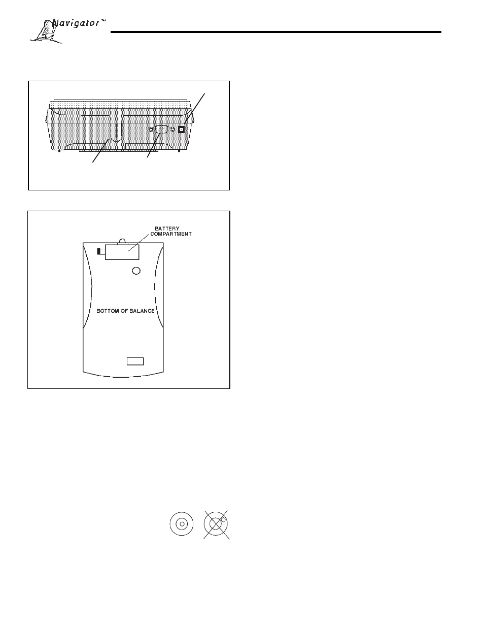 5 connecting power and communications, 6 leveling the balance, Battery operation | Communication connections, Security bracket | Ohaus NBF1A2 Navigator Balances User Manual | Page 10 / 107