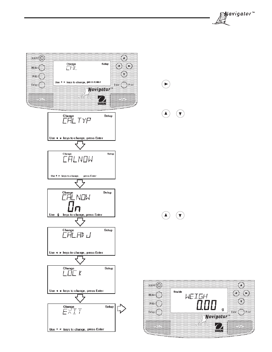 2 calibration message, Procedure | Ohaus NBF1A2 Navigator Balances User Manual | Page 15 / 107
