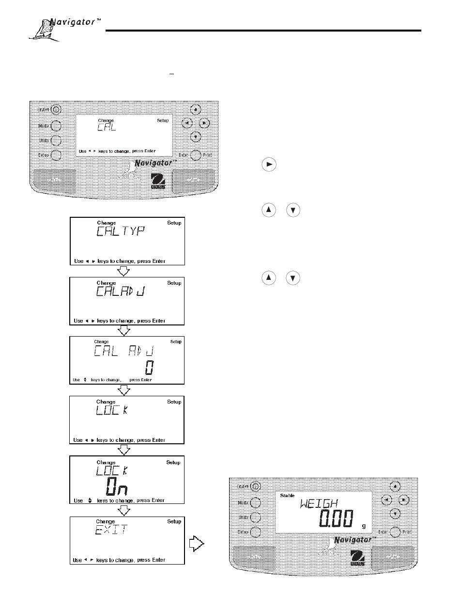 3 calibration adjust, Procedure | Ohaus NBF1A2 Navigator Balances User Manual | Page 16 / 107
