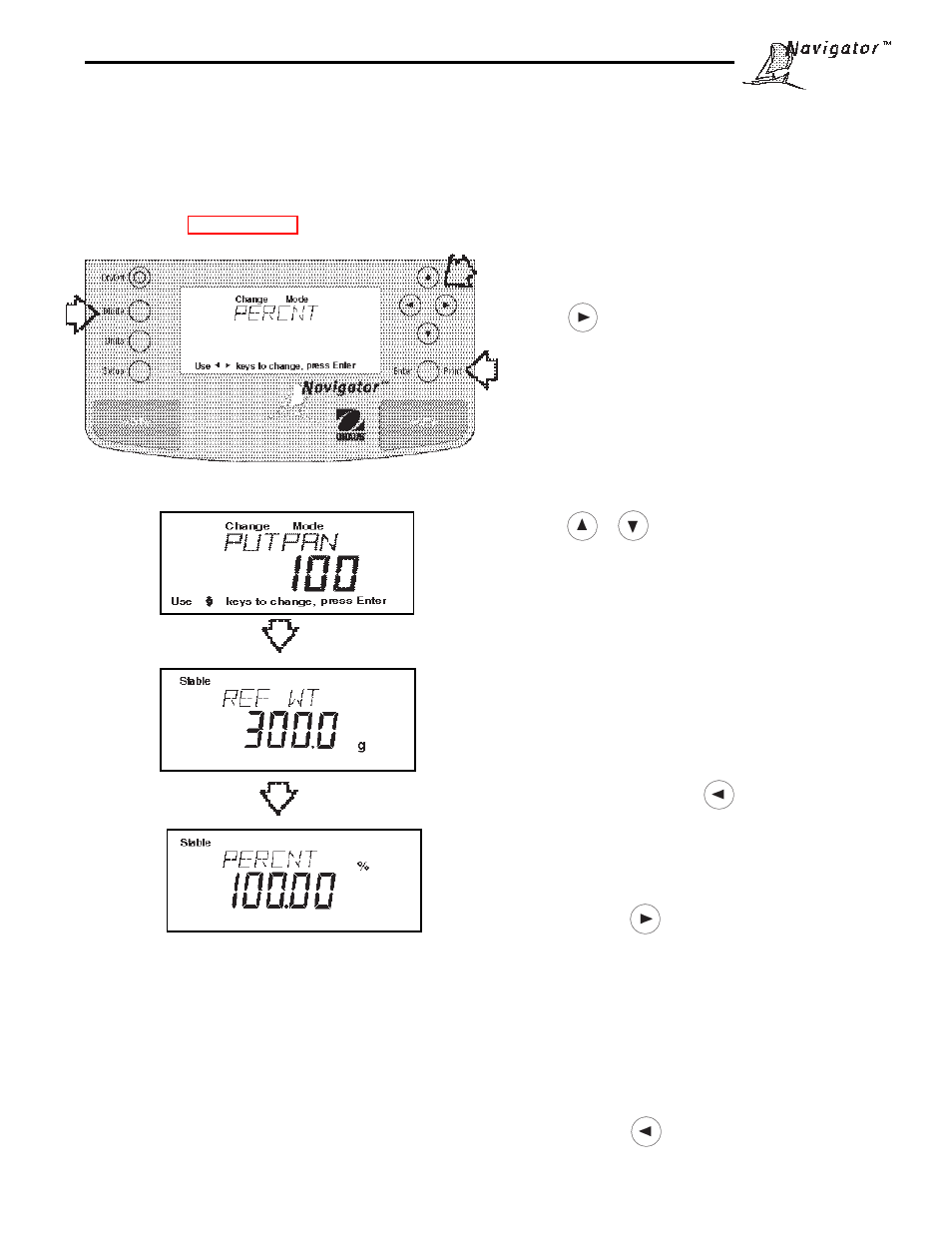 5 percent weighing, Procedure | Ohaus NBF1A2 Navigator Balances User Manual | Page 23 / 107