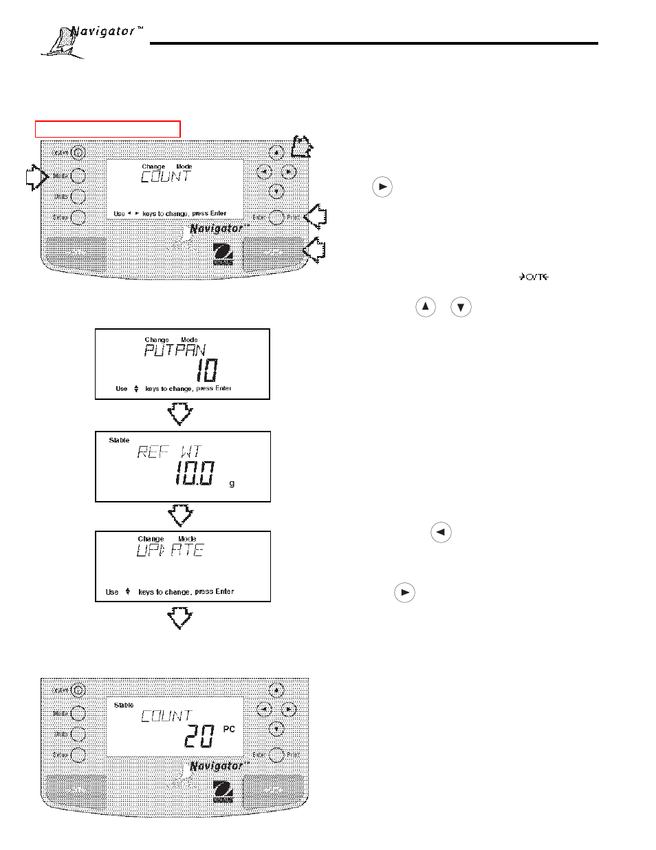 6 parts counting, Procedure, Update | Ohaus NBF1A2 Navigator Balances User Manual | Page 24 / 107