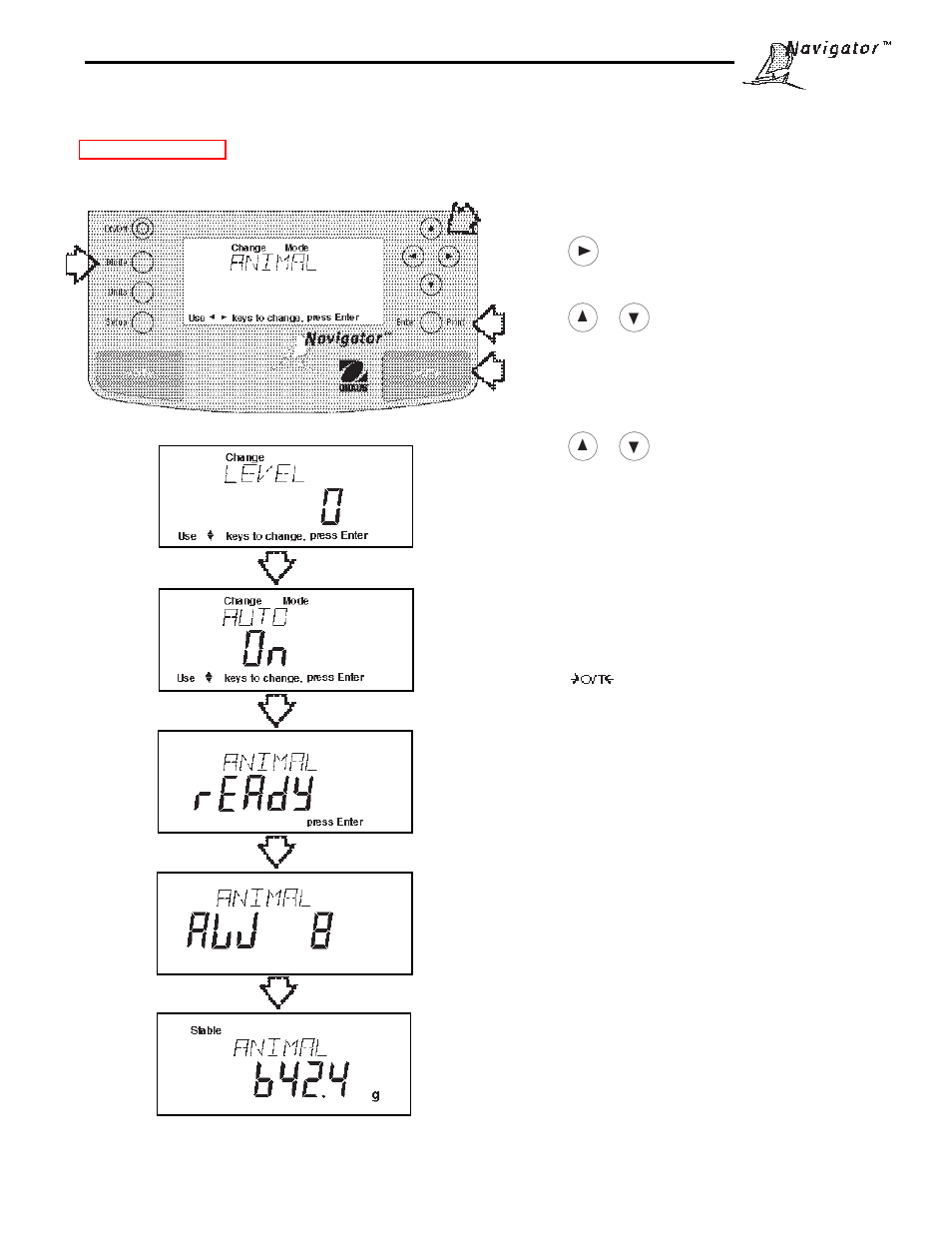 7 animal weighing, Procedure | Ohaus NBF1A2 Navigator Balances User Manual | Page 25 / 107