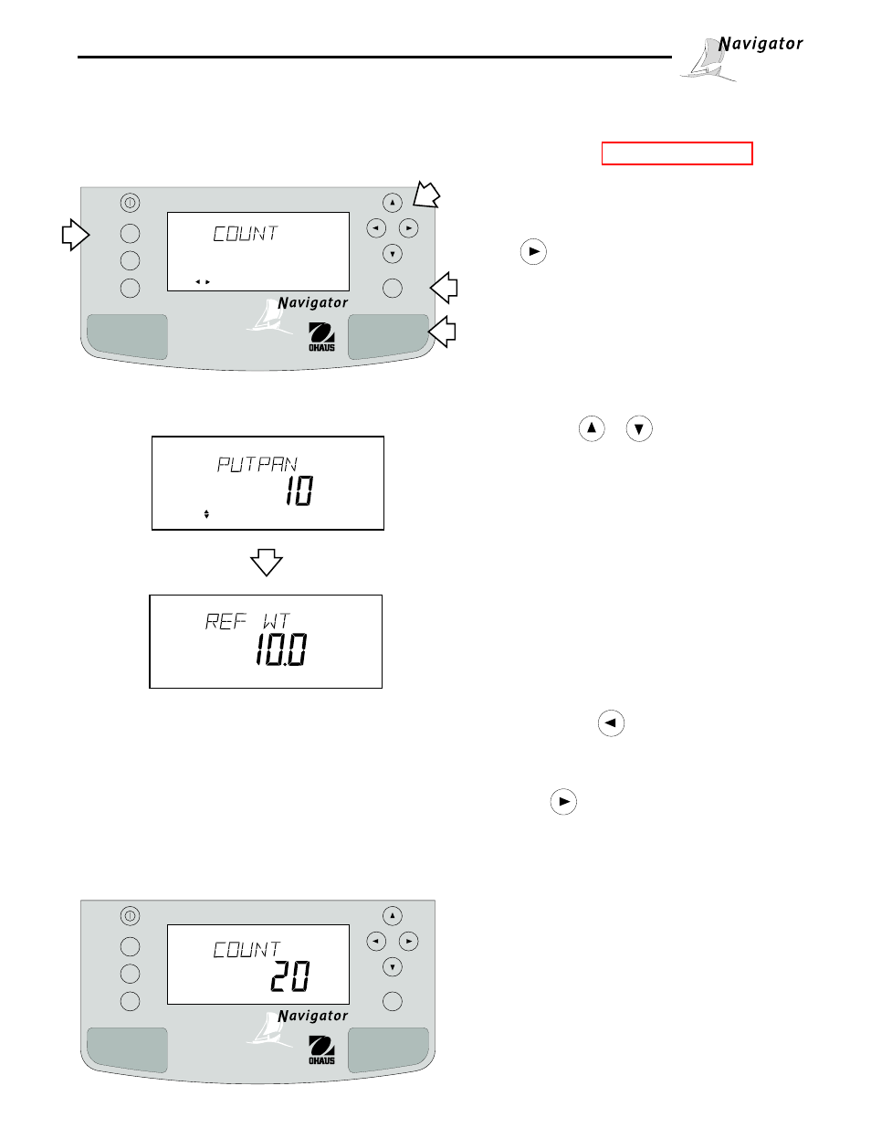 Parts counting, 6 parts counting, Procedure | Update, Zero tare | Ohaus NBF1A2 Navigator Balances User Manual | Page 76 / 107