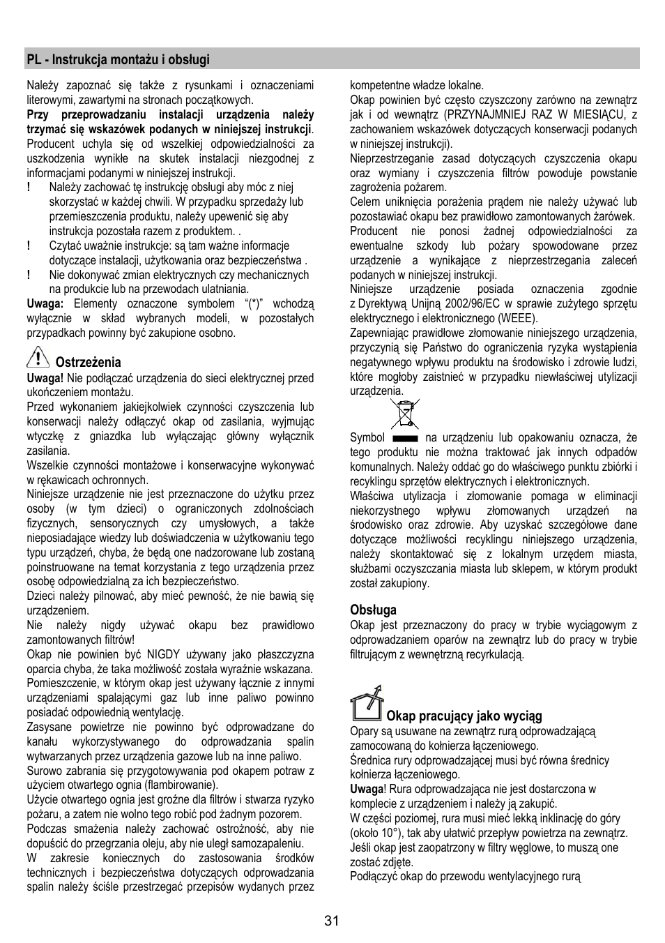IGNIS AKS 650 WH User Manual | Page 31 / 56