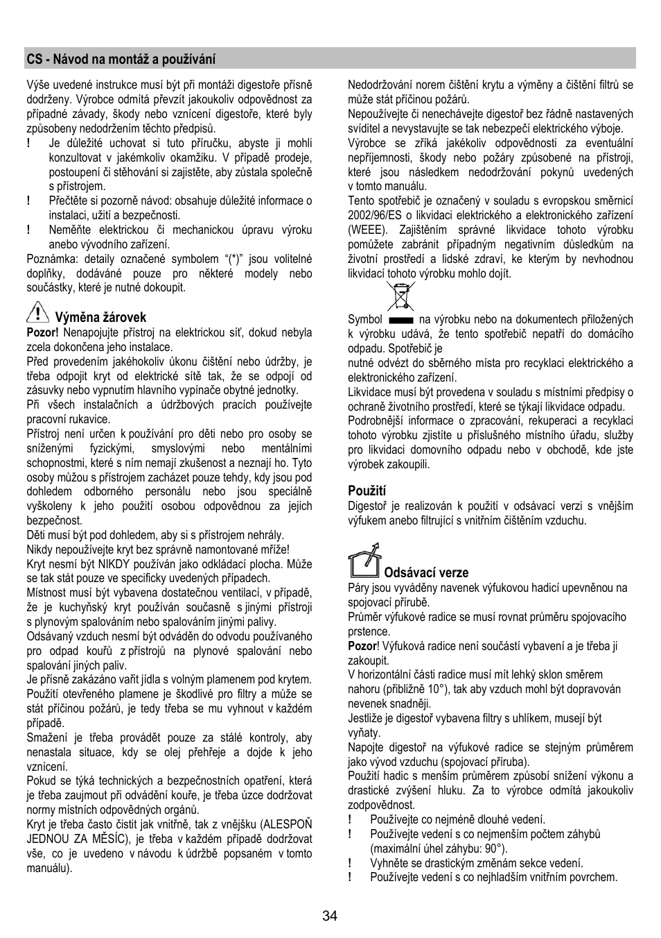 IGNIS AKS 650 WH User Manual | Page 34 / 56