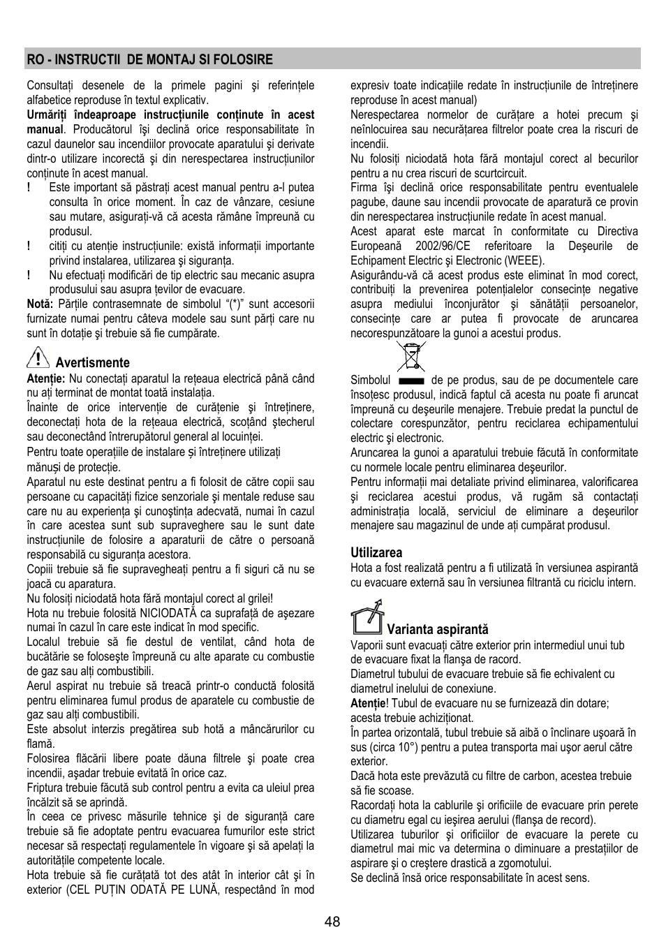 IGNIS AKS 650 WH User Manual | Page 48 / 56