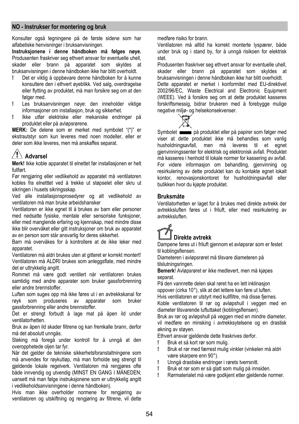 IGNIS AKS 650 WH User Manual | Page 54 / 56