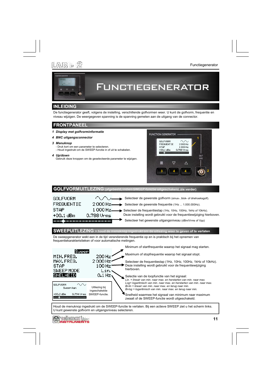 Functiegenerator | Velleman LAB2 User Manual | Page 11 / 32