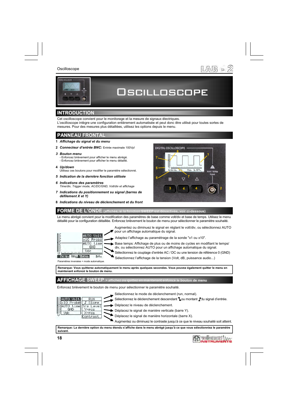 Oscilloscope | Velleman LAB2 User Manual | Page 18 / 32