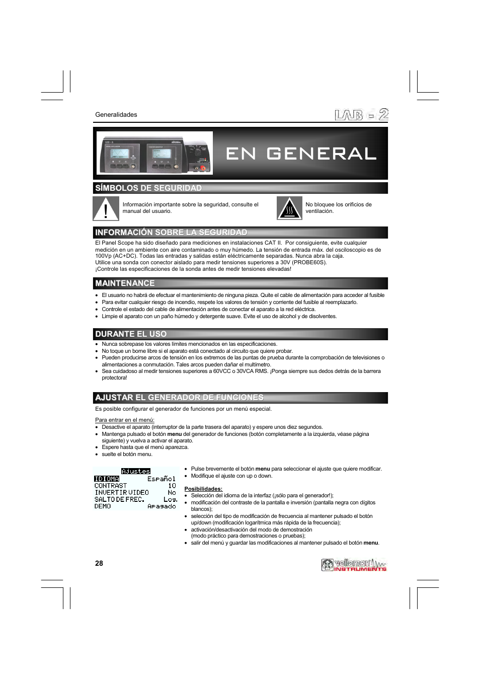 En general | Velleman LAB2 User Manual | Page 28 / 32