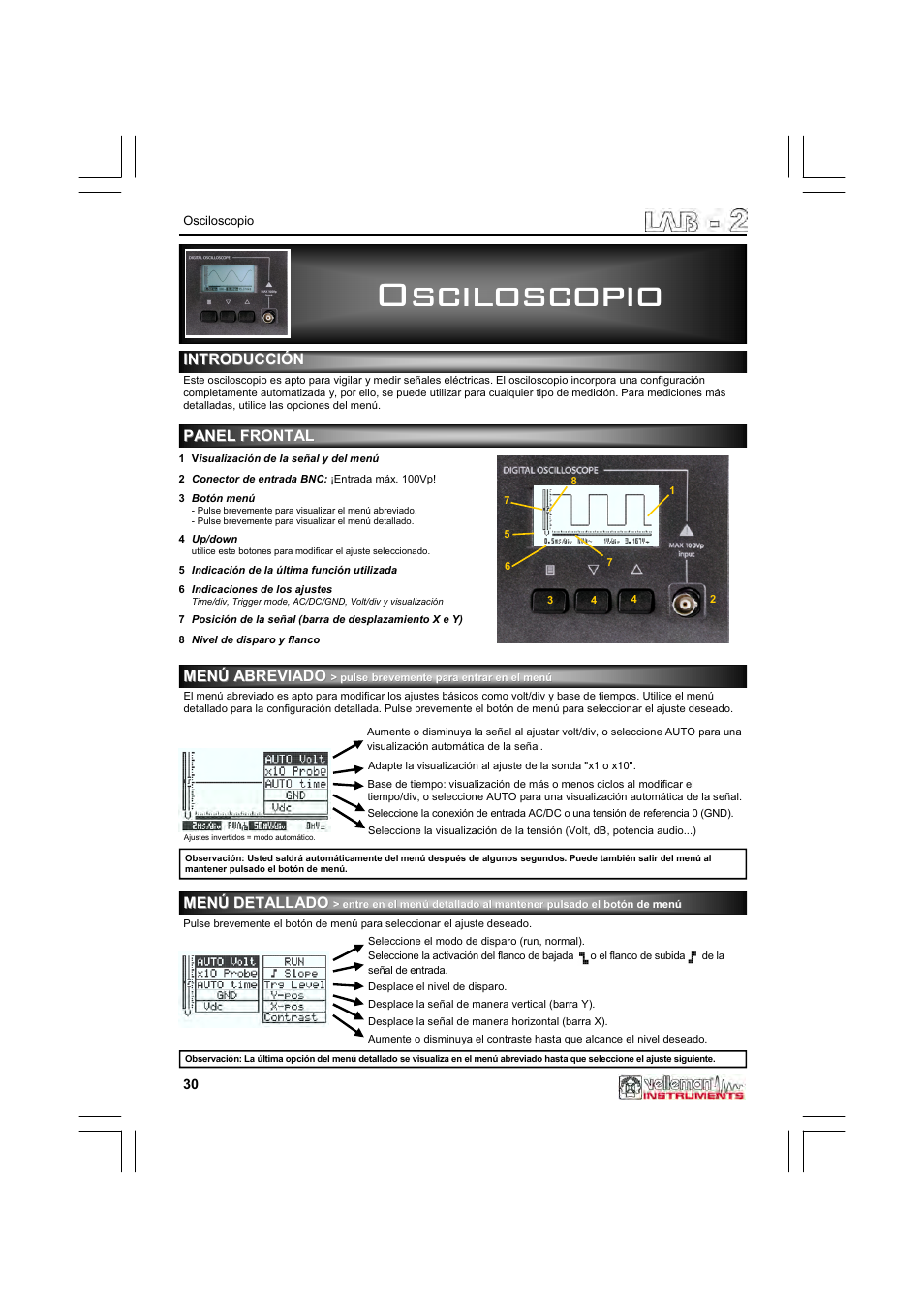 Osciloscopio | Velleman LAB2 User Manual | Page 30 / 32