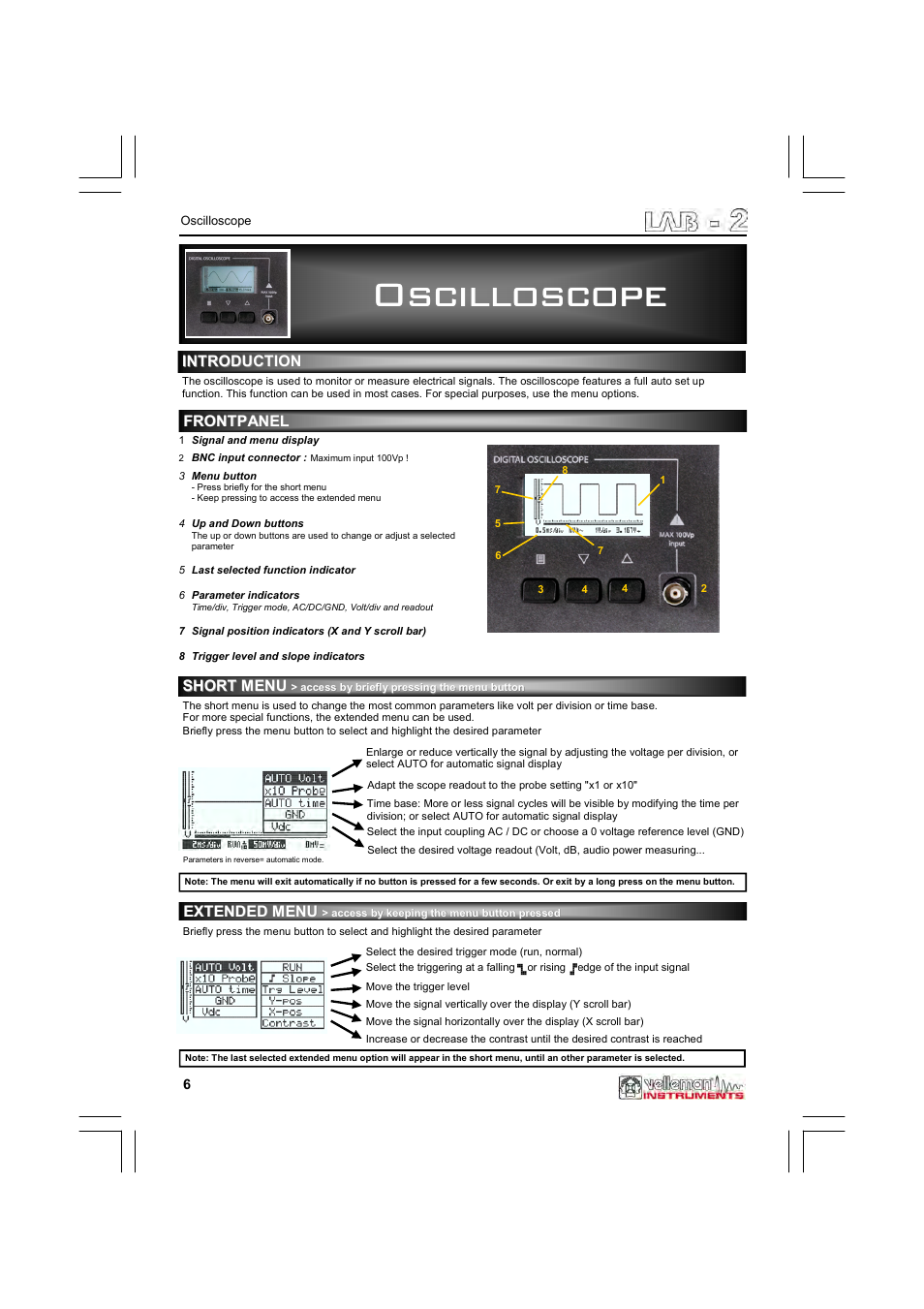 Oscilloscope | Velleman LAB2 User Manual | Page 6 / 32