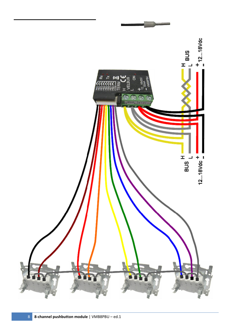 Connecting niko, Pushbuttons | Velleman VMB8PB User Manual | Page 8 / 16