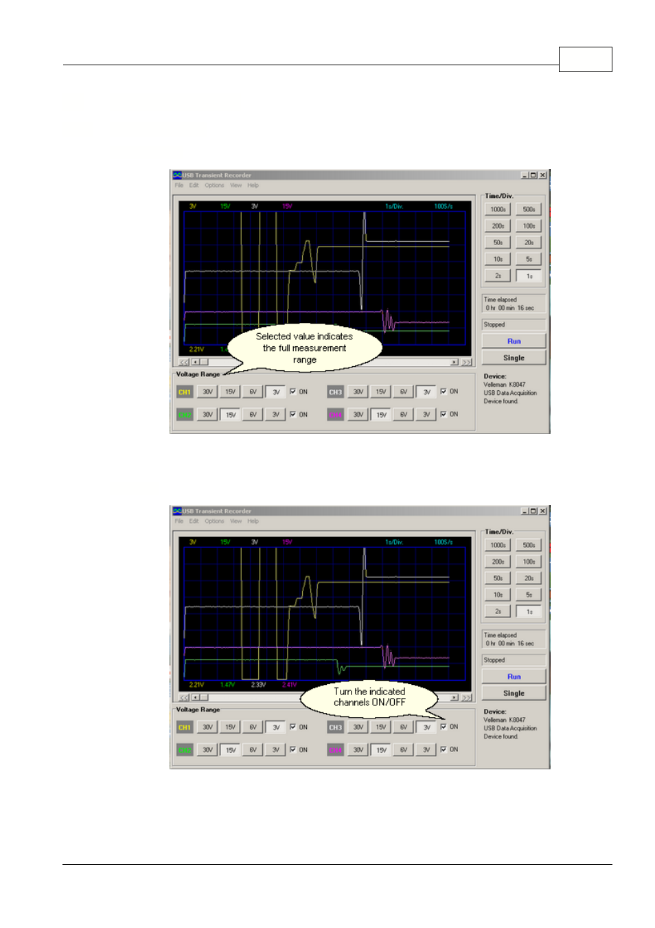 Software controls, Analog readout, Voltage range | Channels, 4 software controls | Velleman projects PCS10 pcs10 - K8047 User manual User Manual | Page 9 / 22