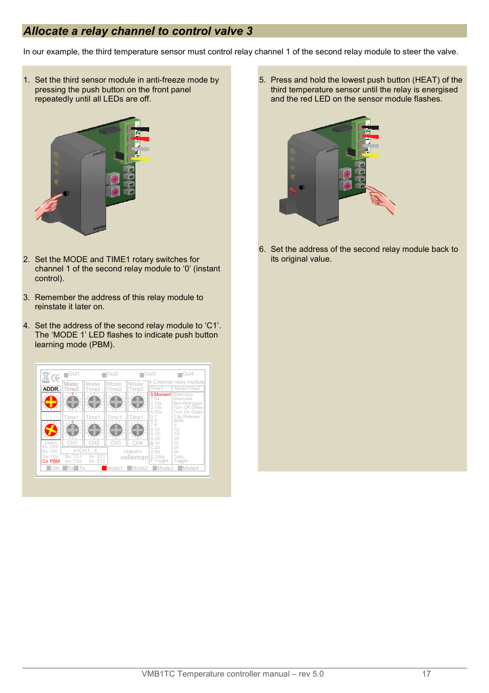 Allocate a relay channel to control valve 3, Velleman | Velleman VMB1TC User Manual | Page 17 / 104