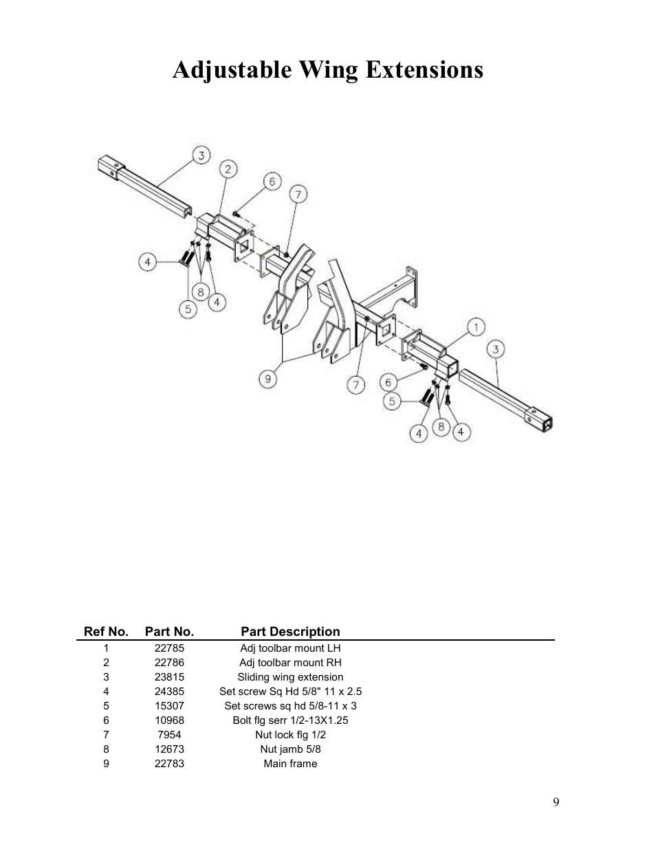 Adjustable wing extensions | Veris Technologies MSP - Parts Manual User Manual | Page 9 / 27