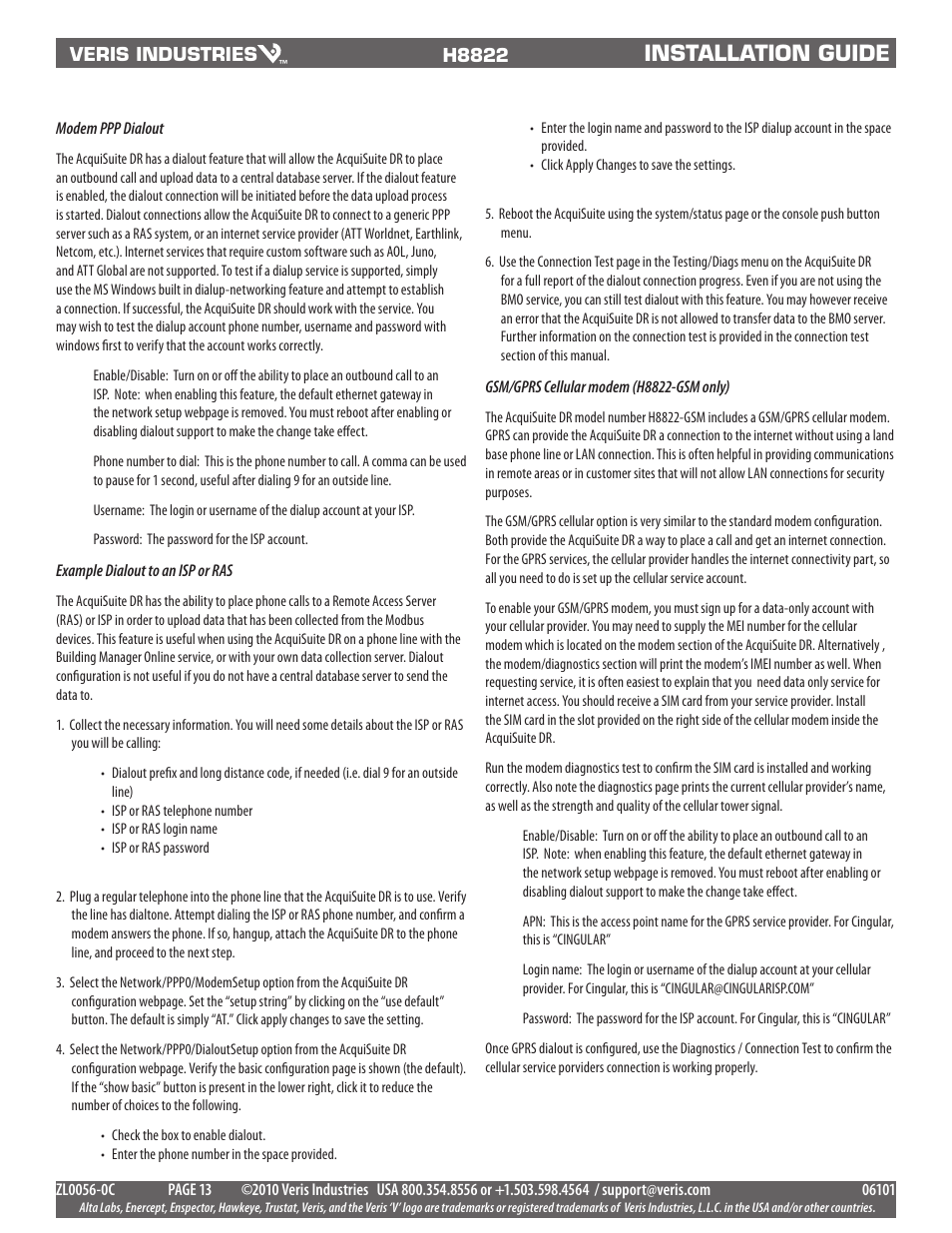 Installation guide | Veris Industries H8822 Install User Manual | Page 13 / 22