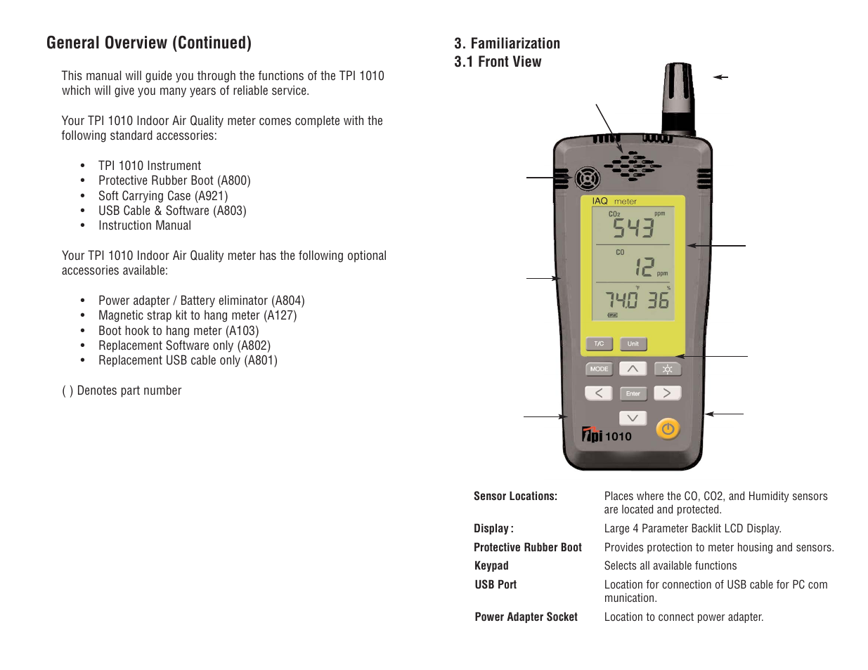 General overview (continued) | Veris Industries 1010 Manual User Manual | Page 3 / 11