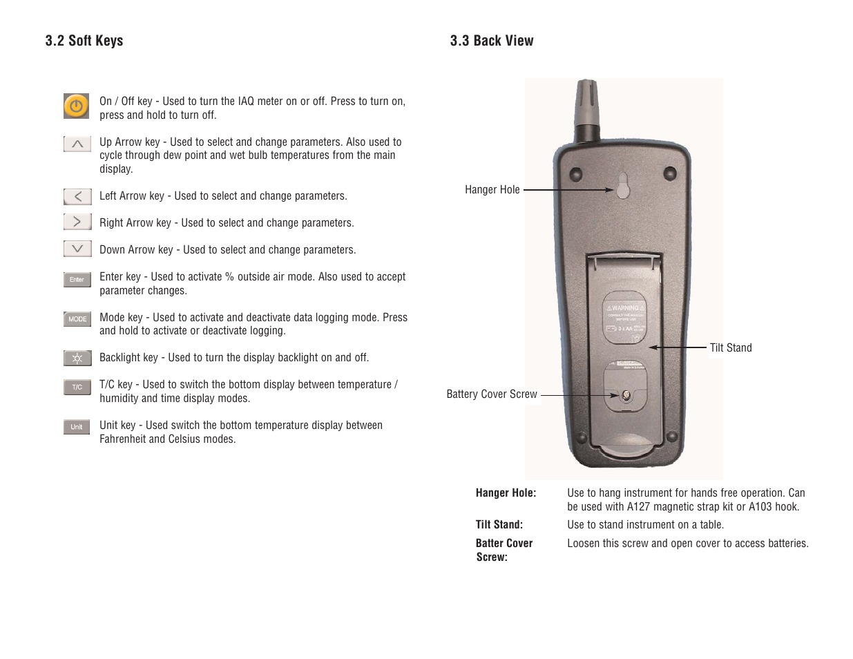 3 back view 3.2 soft keys | Veris Industries 1010 Manual User Manual | Page 4 / 11