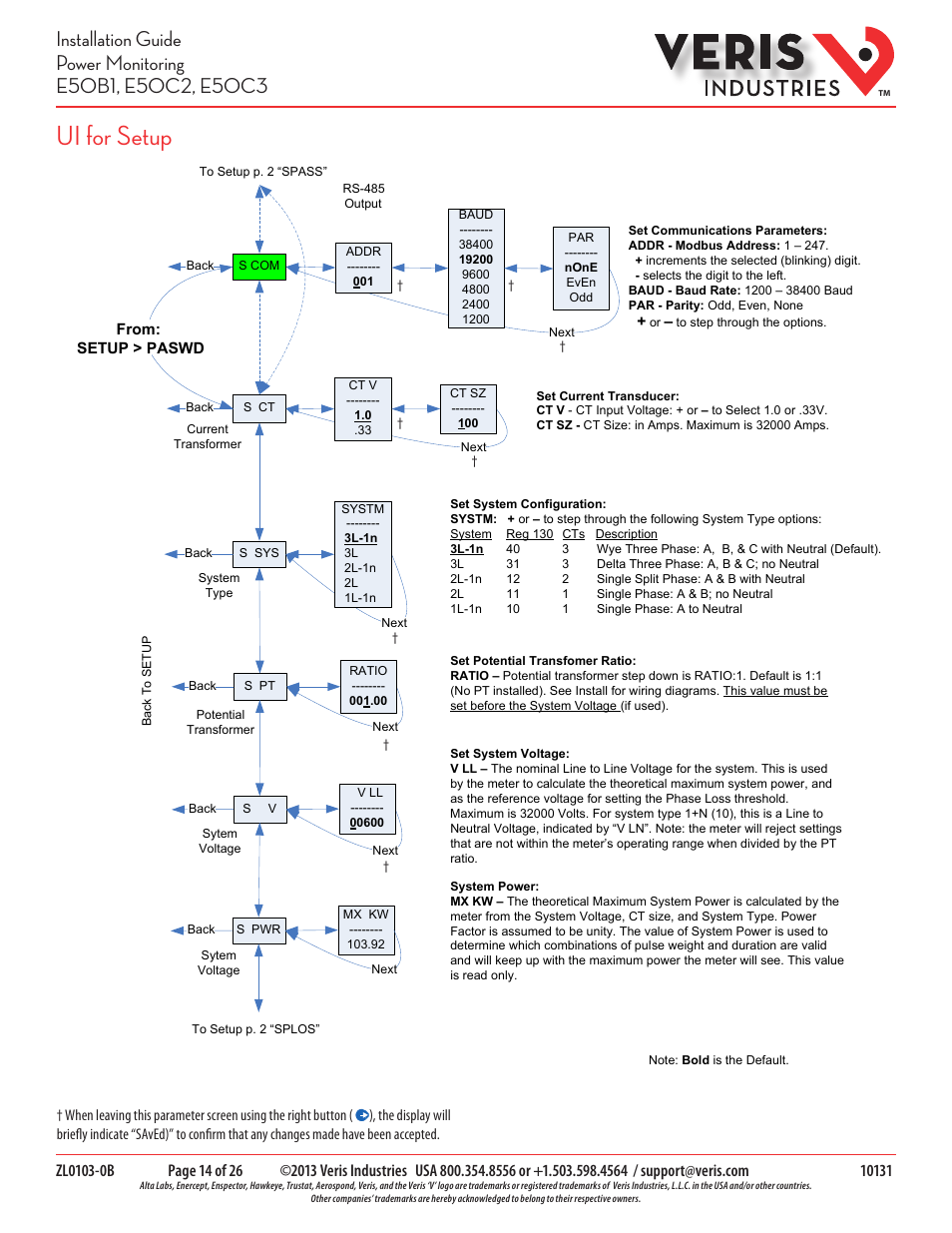 Ui for setup | Veris Industries E50C3 Install User Manual | Page 14 / 26