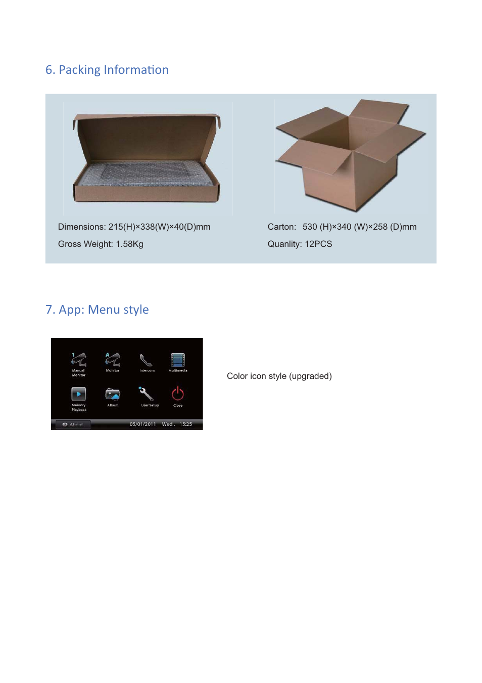 Packing informaɵ on, App: menu style | V-Tech DT21 Info User Manual | Page 4 / 4