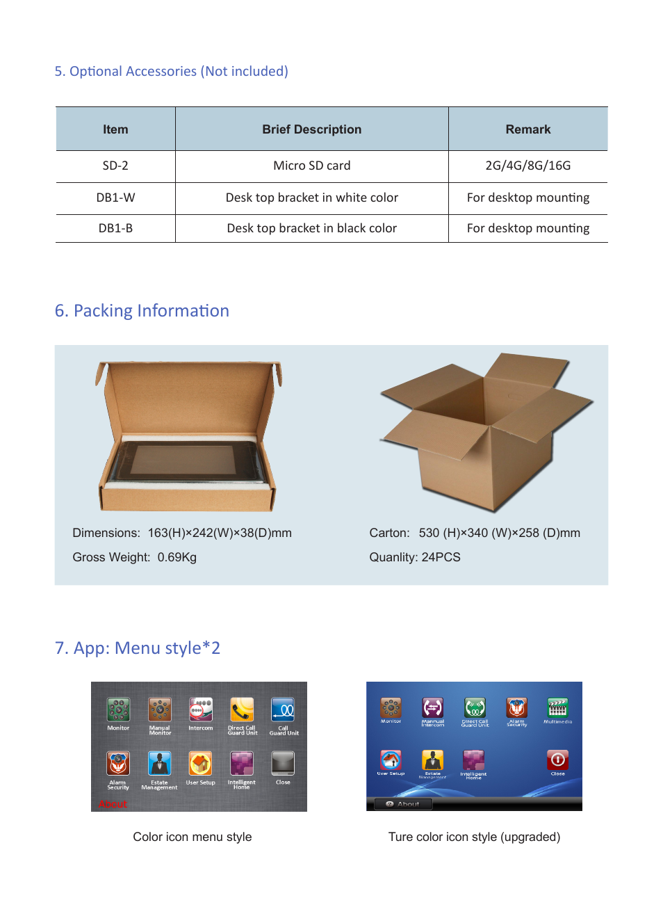 Packing information 7. app: menu style*2 | V-Tech AT27 Info User Manual | Page 4 / 4