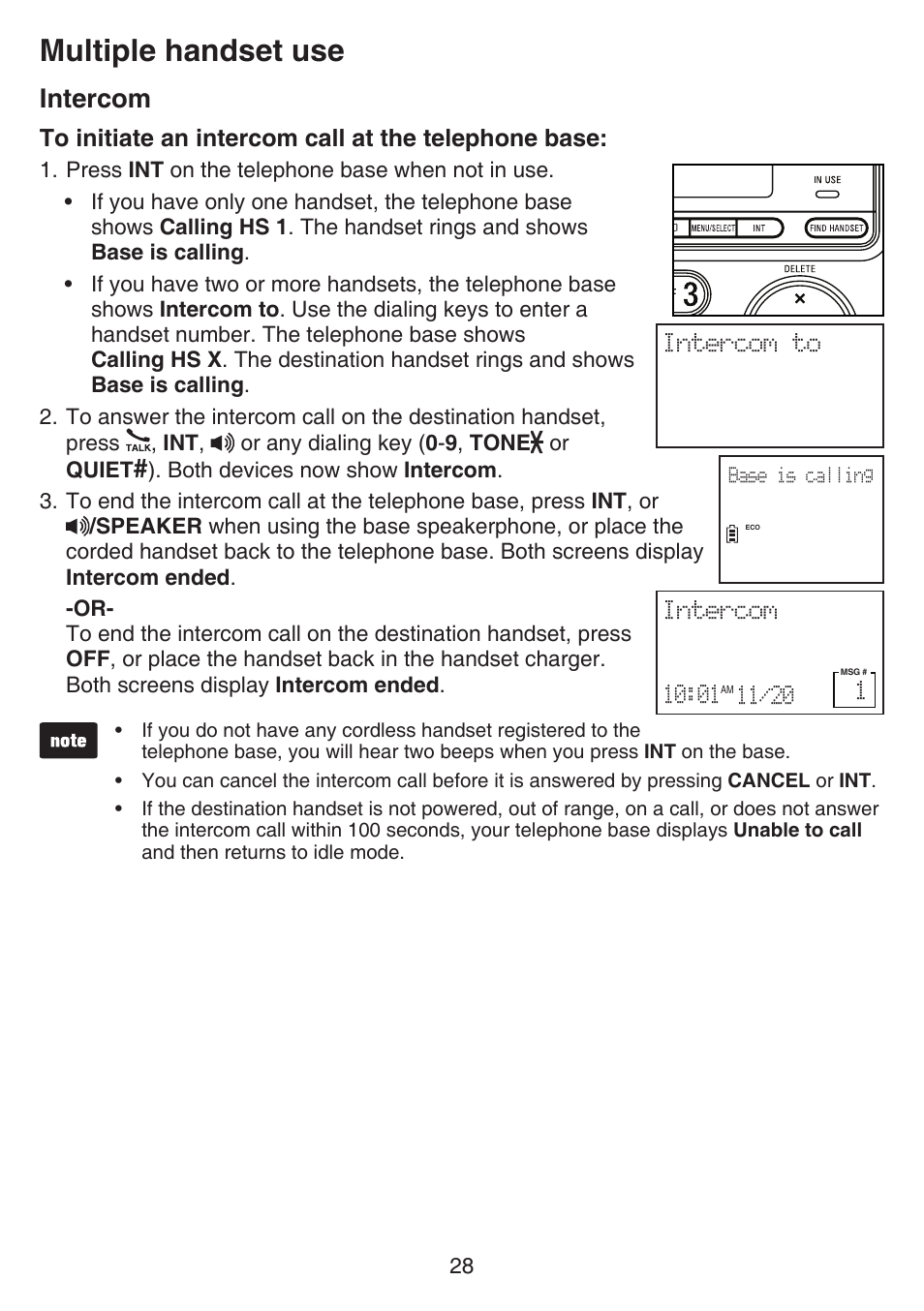 Multiple handset use, Intercom | VTech CS6649_-2-3 Manual User Manual | Page 32 / 87
