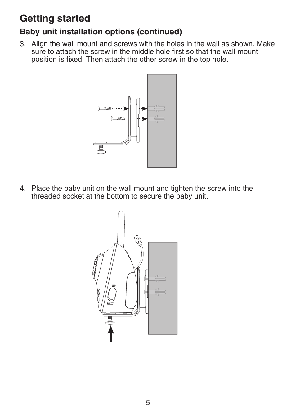 Getting started | VTech VM301 Manual User Manual | Page 10 / 25
