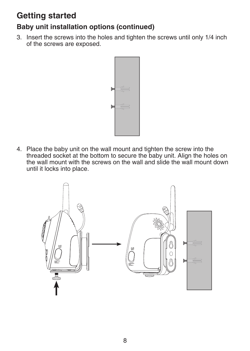 Getting started | VTech VM301 Manual User Manual | Page 13 / 25