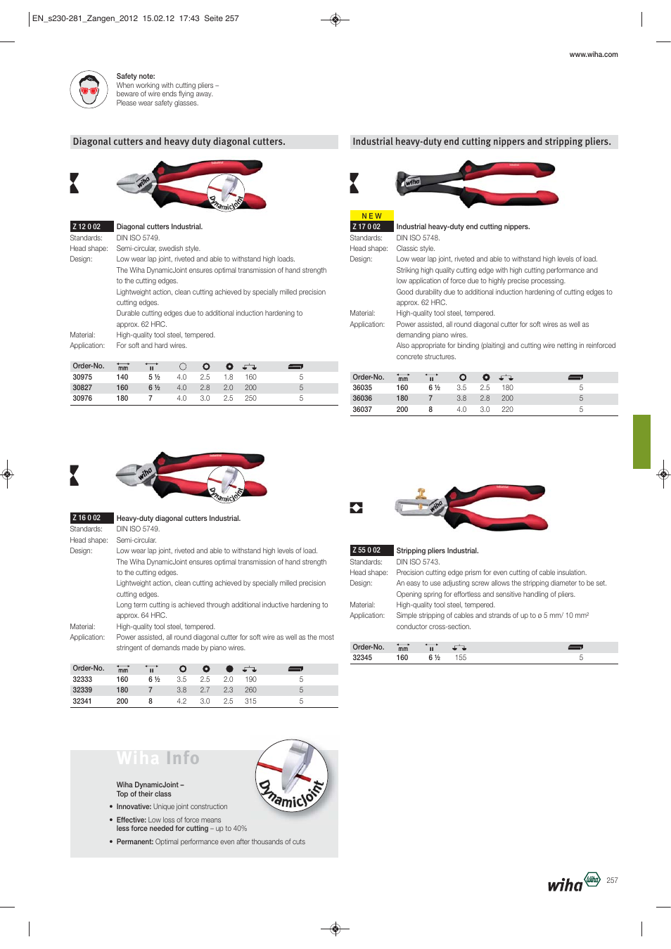 Wiha info, Diagonal cutters and heavy duty diagonal cutters | Wiha Tools Pliers User Manual | Page 28 / 52
