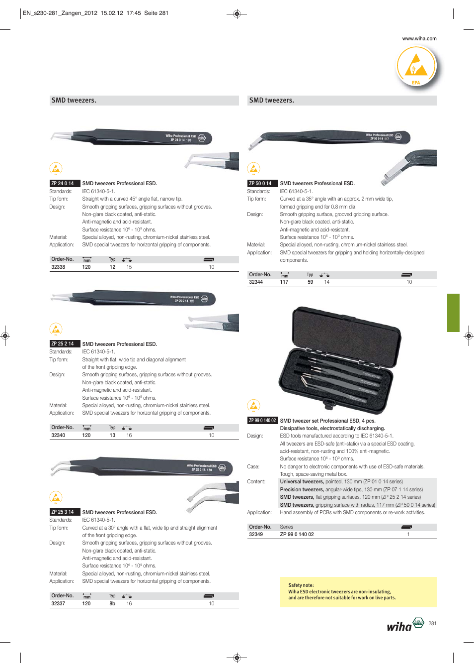 Smd tweezers | Wiha Tools Pliers User Manual | Page 52 / 52