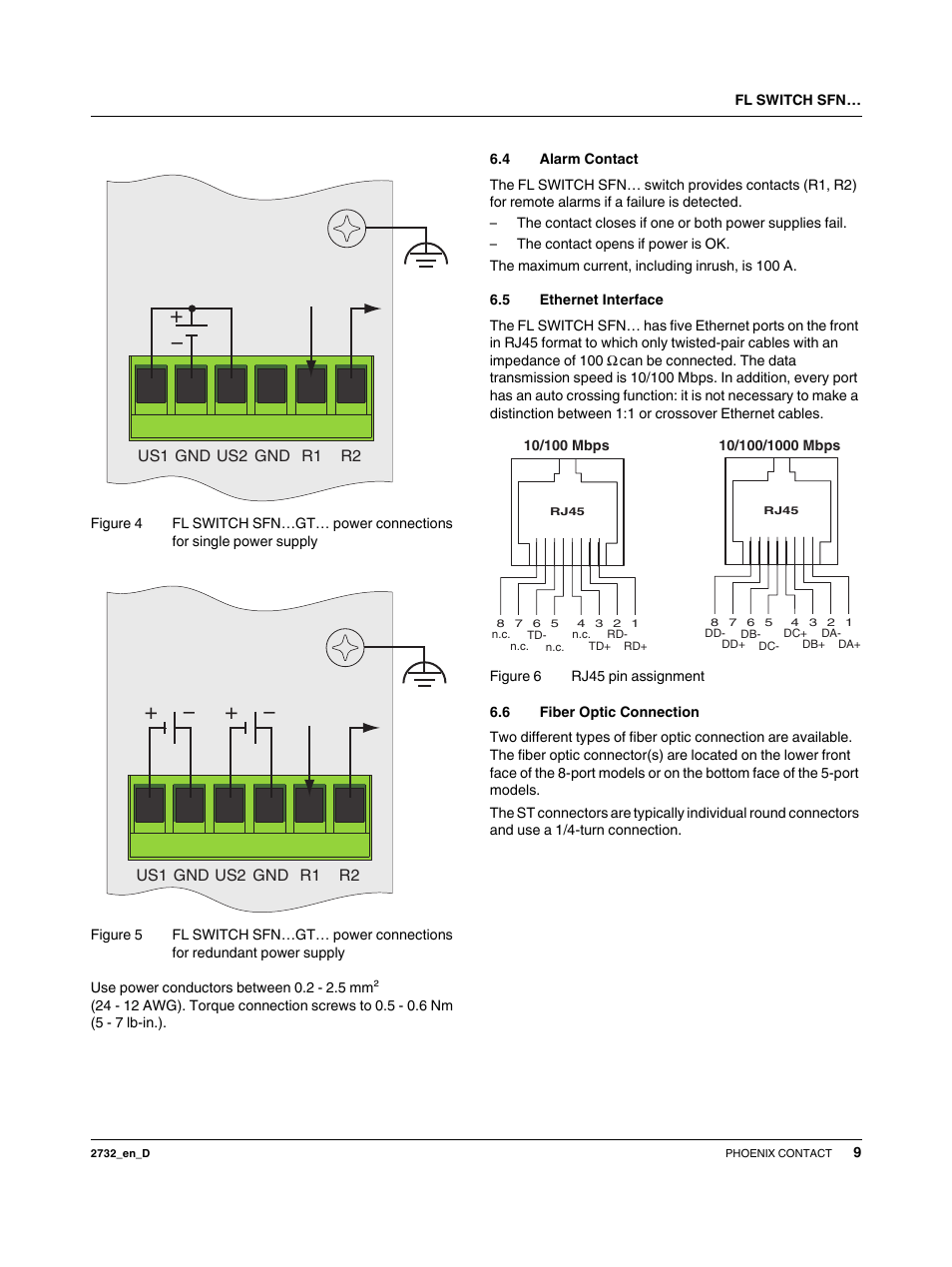 4 alarm contact, 5 ethernet interface, 6 fiber optic connection | VEGA FL SWITCH SFN… User Manual | Page 9 / 13