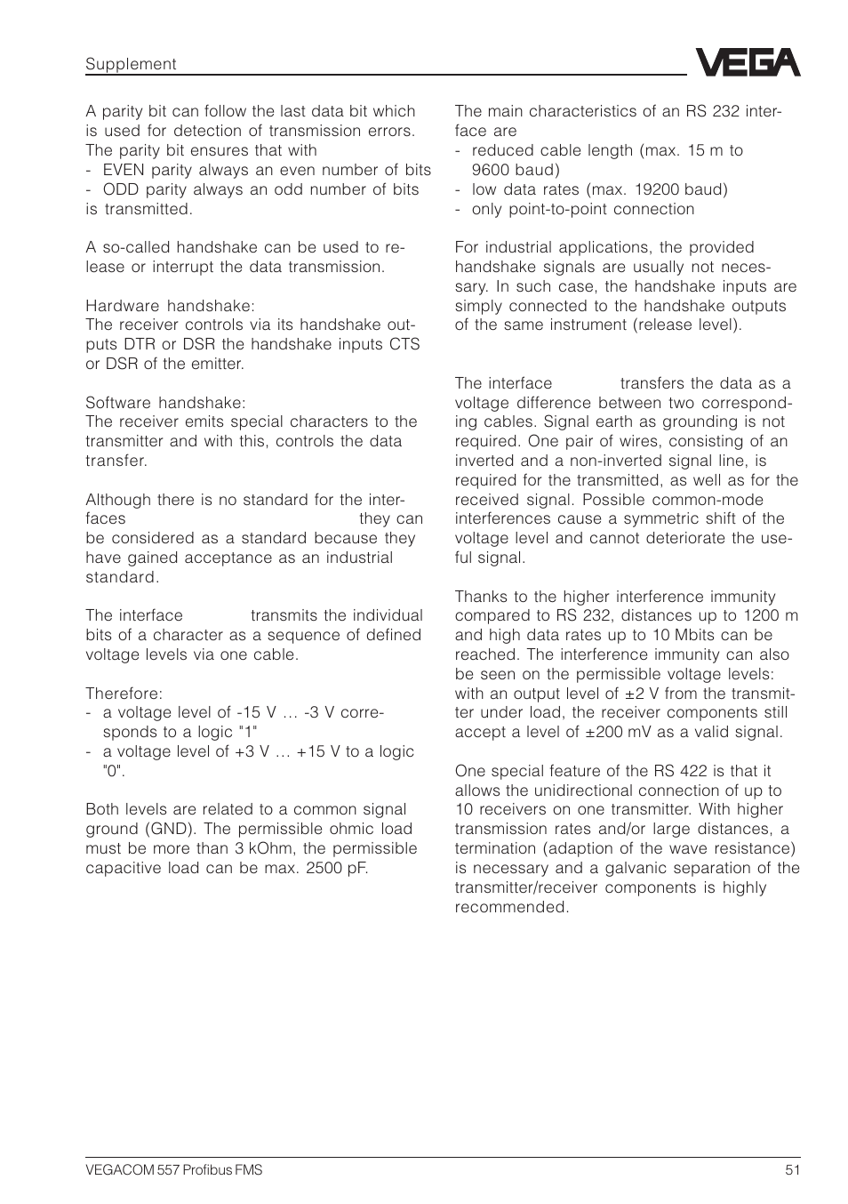 VEGA VEGACOM 557 Profibus FMS User Manual | Page 51 / 56