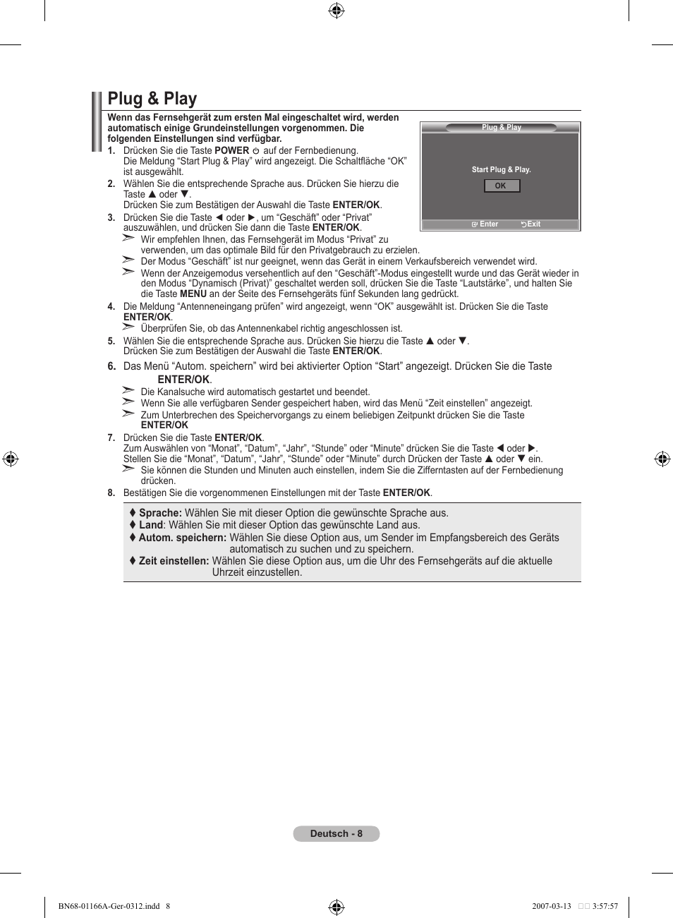 Plug & play | Samsung LE32R8 User Manual | Page 102 / 559