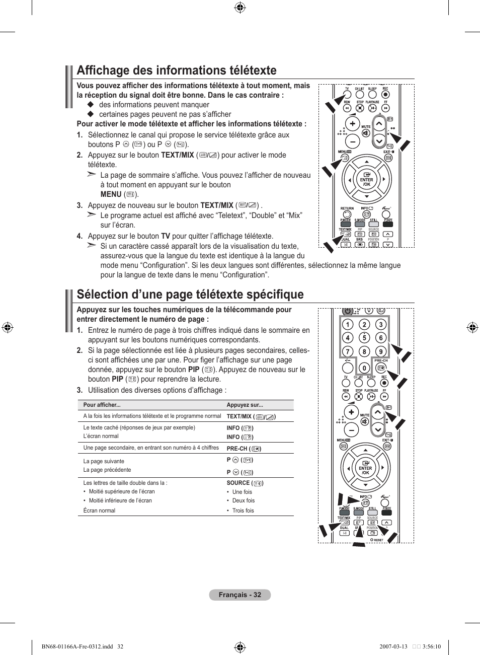 Affichage des informations télétexte, Sélection d’une page télétexte spécifique | Samsung LE32R8 User Manual | Page 80 / 559